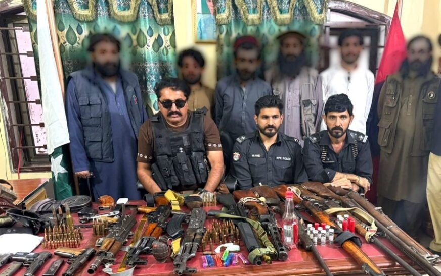 Hangu Police seize heavy weapons, arrest eight in targeted operations