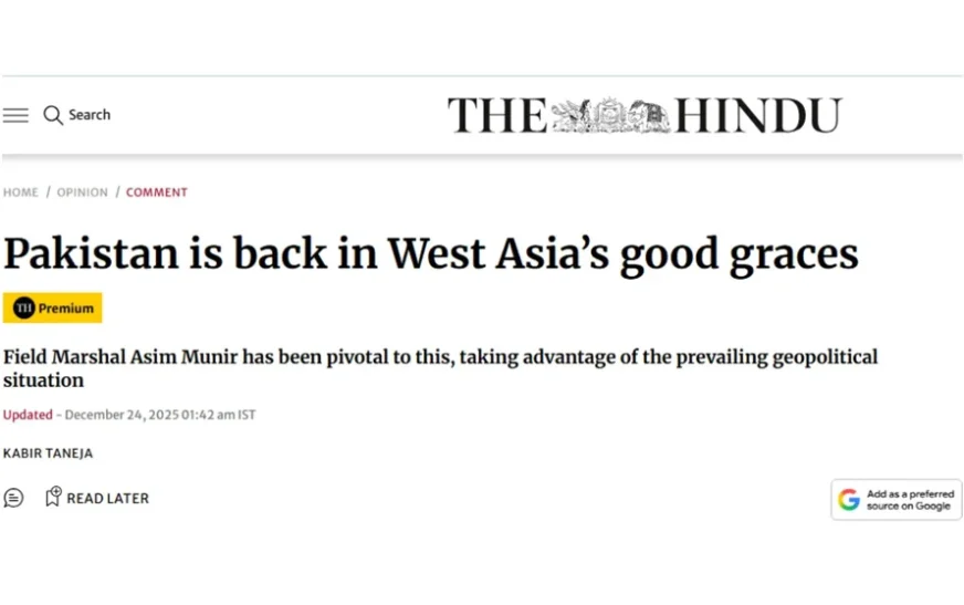 Pakistan regains strategic relevance in West Asia, admits The Hindu