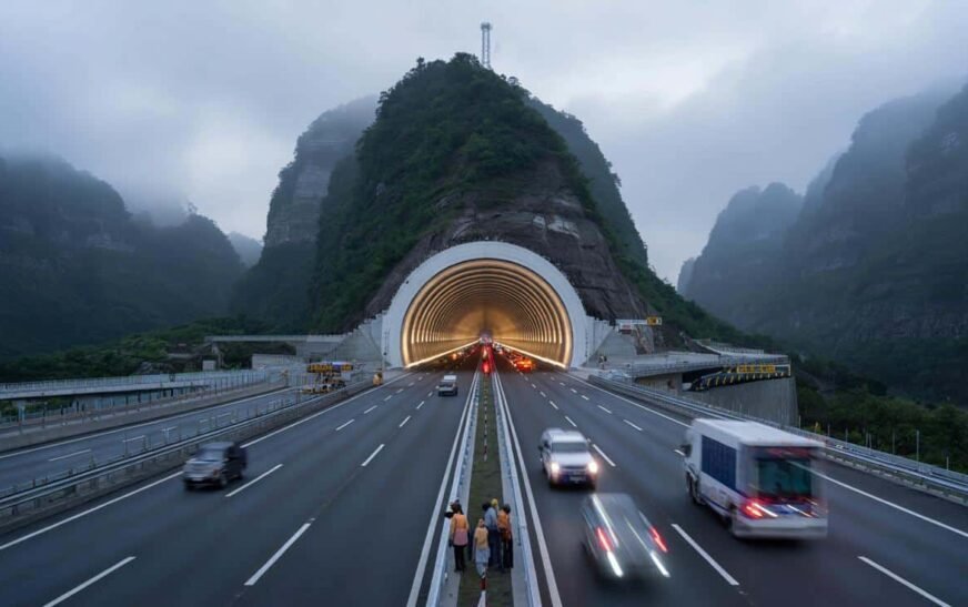 China has set a new global record in the field of construction by completing a 22.13-kilometre-long highway tunnel.
