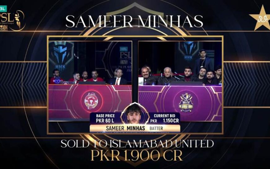 Pakistan Under-19 opener Sameer Minhas, has been acquired by Islamabad United for Rs 1.9 crore in the PSL player auction.