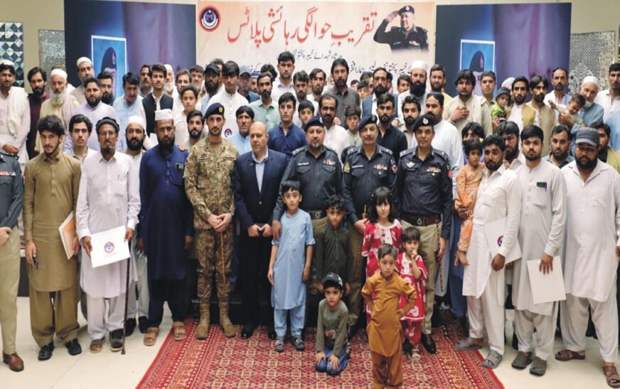Inspector General of Police (IGP) Khyber Pakhtunkhwa, Zulfiqar Hameed, distributed residential plot allotment letters to the families of 67 police martyrs during a special ceremony held in Peshawar on Wednesday.