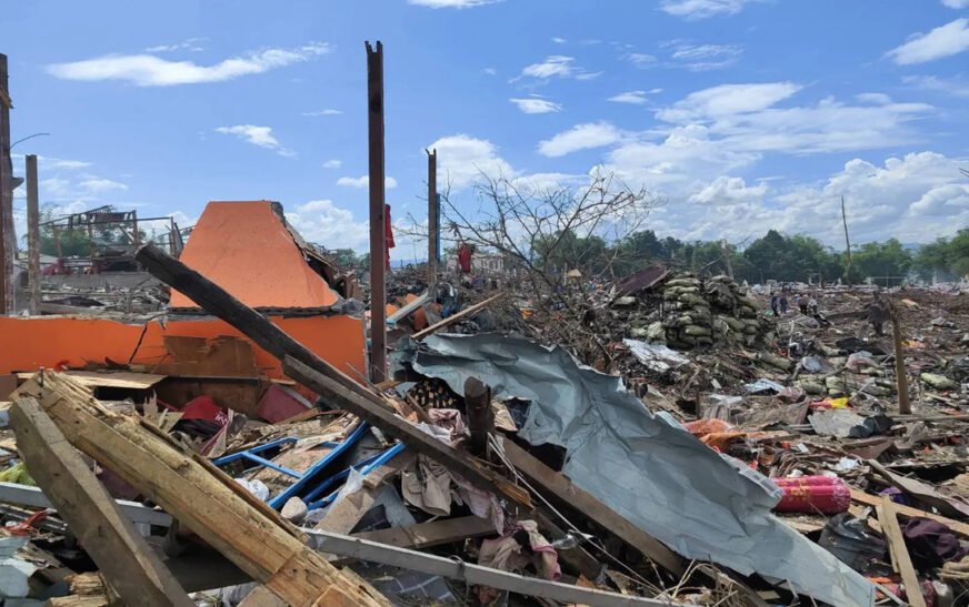 A powerful explosion in Myanmar’s eastern Shan State has killed at least 55 people, including 25 women, and injured dozens more, according to local reports.