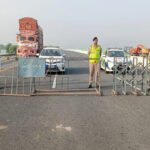 Heavy traffic on a section of the M5 motorway was suspended after high-tension transmission lines fell onto the roadway due to strong winds, disrupting Rohri and Rahim Yar Khan.