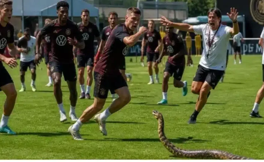 German football team faces venomous snake at training centre