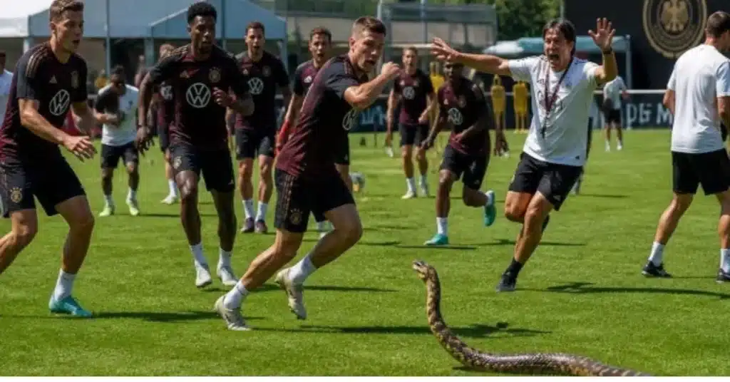 German football team faces venomous snake at training centre