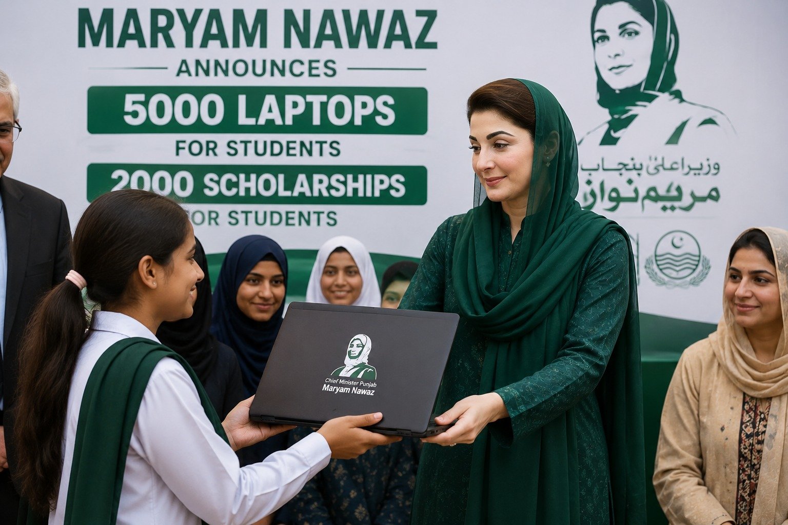 Maryam Nawaz announces 5000 Laptops and 2000 Scholarships for students