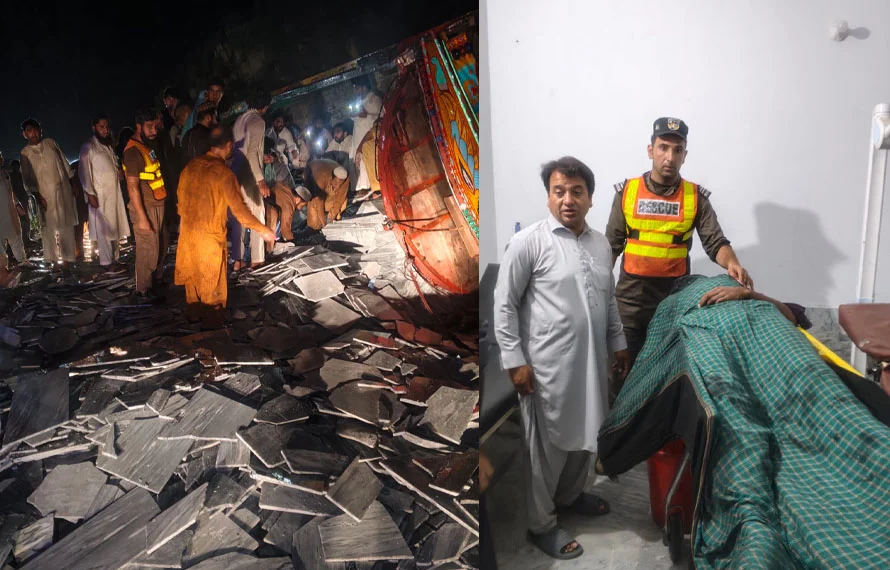 One killed, another injured as marble-laden truck overturns in Mardan