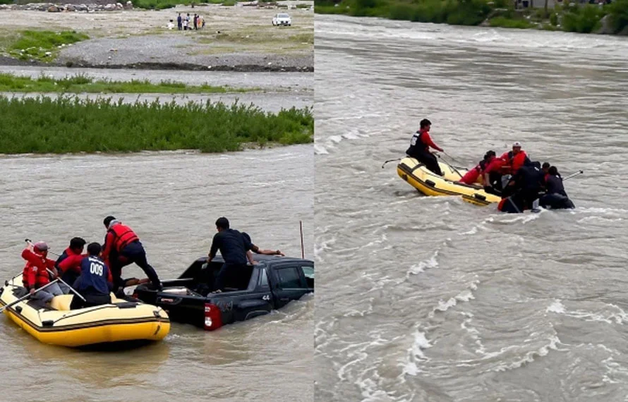 Balakot rafting team praised after rescuing four tourists from Kunhar river