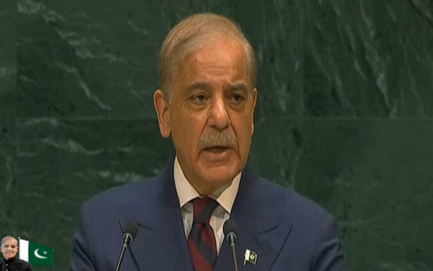 The prime minister said he was representing the peaceful people of Pakistan and highlighted Islamabad's diplomatic efforts amid regional tensions.