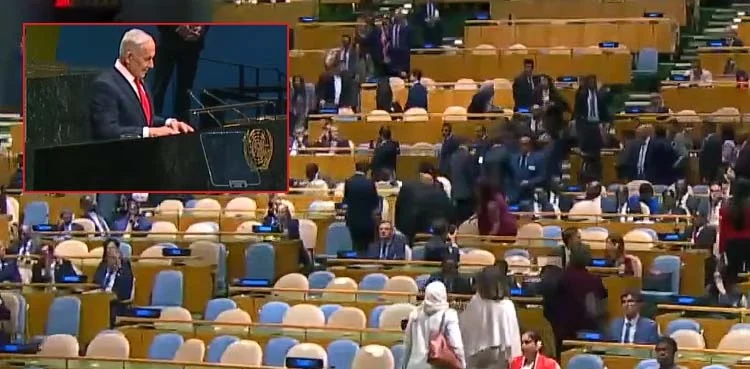 Delegations walk out during Netanyahu’s UN General Assembly speech