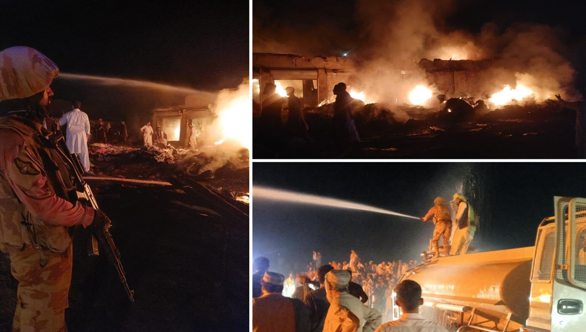 Chaman’s Bogra Chowk Hit by Major Fire, FC and Fire Brigade Join Operation