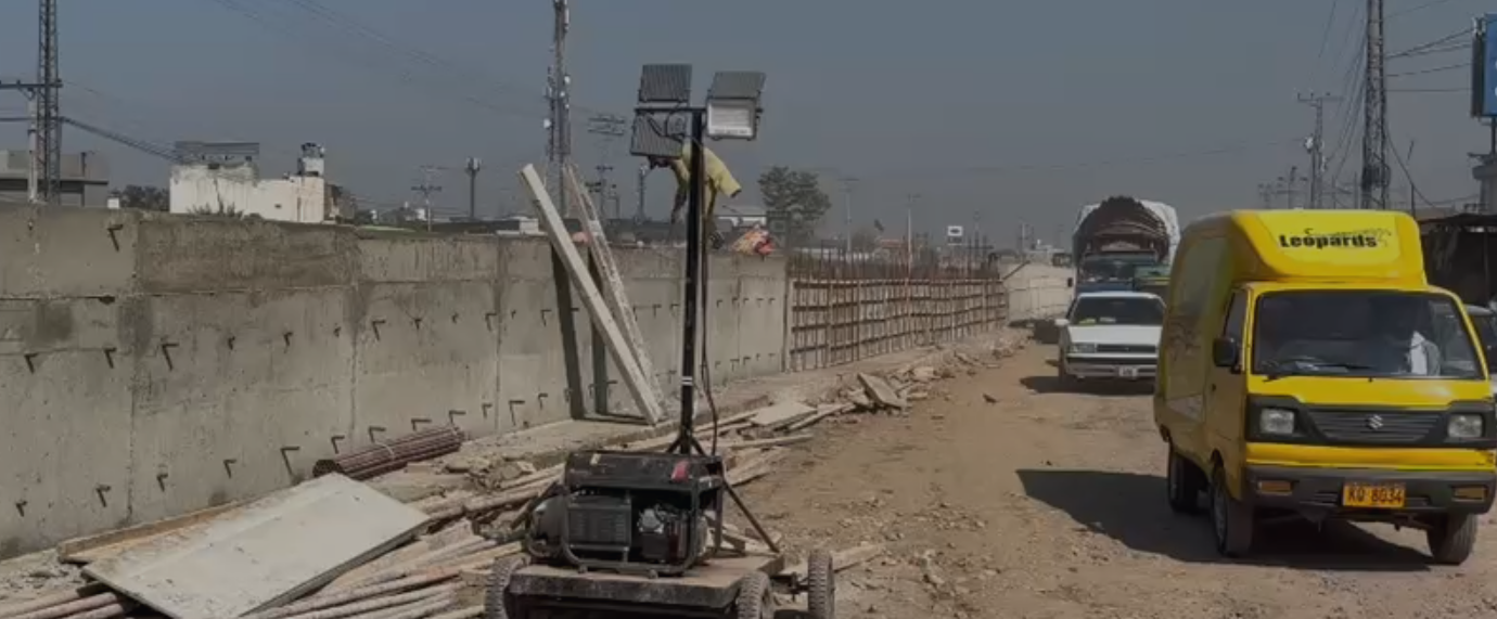 Construction work in full swing at Peshawar’s Jameel Chowk underpass