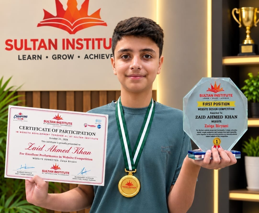 Sixth class Student from Malakand Zaid Ahmed Khan Secures First Position in Web Design competition